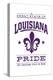 Louisiana State Pride - Purple on White with Fleur De Lis-Lantern Press-Stretched Canvas