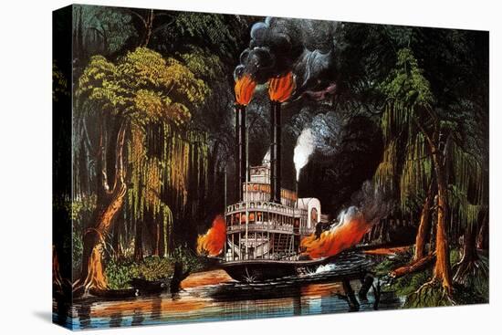 Louisiana: Steamboat, 1865-Currier & Ives-Premier Image Canvas