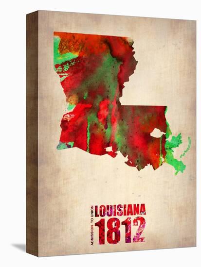 Louisiana Watercolor Map-NaxArt-Stretched Canvas