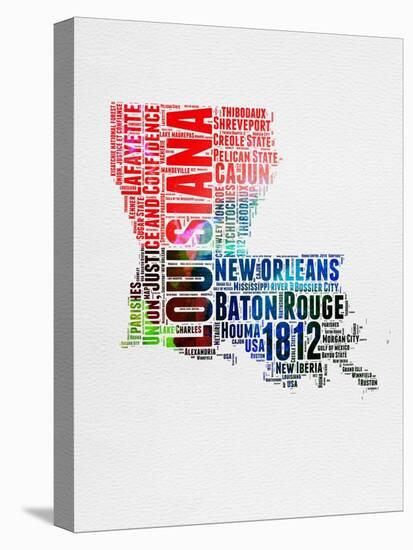 Louisiana Watercolor Word Cloud-NaxArt-Stretched Canvas