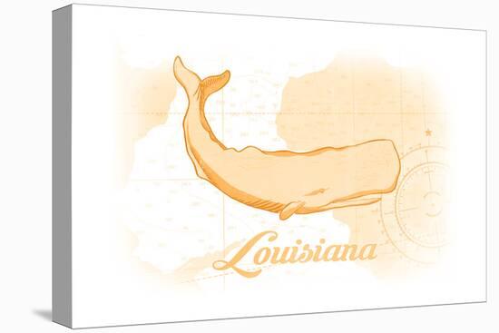 Louisiana - Whale - Yellow - Coastal Icon-Lantern Press-Stretched Canvas