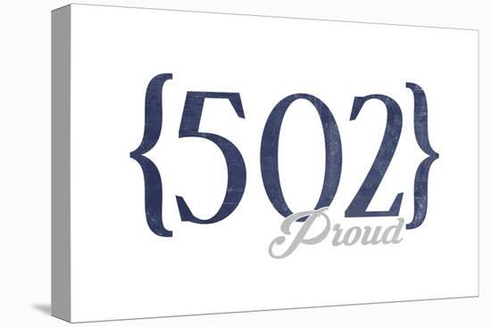 Louisville, Kentucky - 502 Area Code (Blue)-Lantern Press-Stretched Canvas