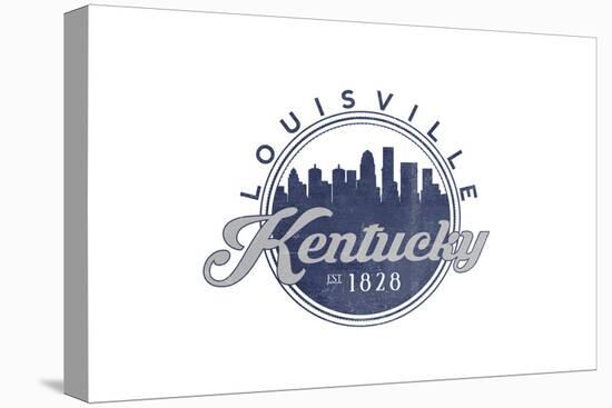 Louisville, Kentucky - Skyline Seal (Blue)-Lantern Press-Stretched Canvas