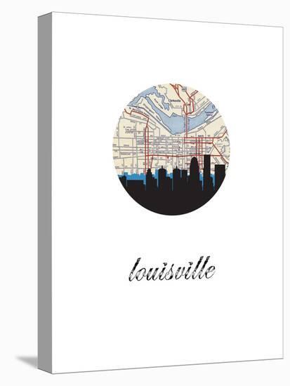 Louisville Map Skyline-Paperfinch 0-Stretched Canvas