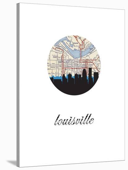 Louisville Map Skyline-Paperfinch 0-Stretched Canvas