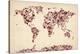 Love Hearts Map of the World Map-Michael Tompsett-Stretched Canvas
