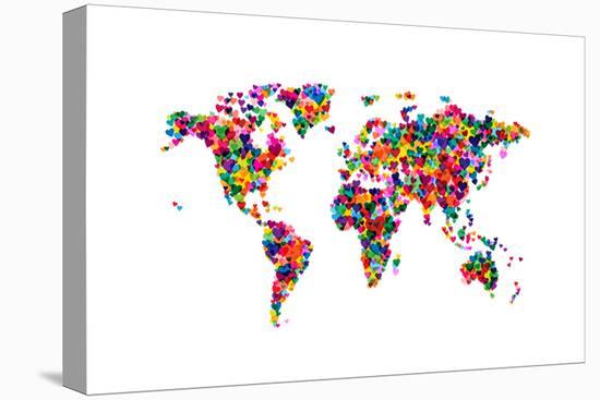 Love Hearts Map of the World-Michael Tompsett-Stretched Canvas