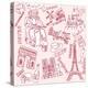 LOVE in Paris Doodles-Alisa Foytik-Stretched Canvas