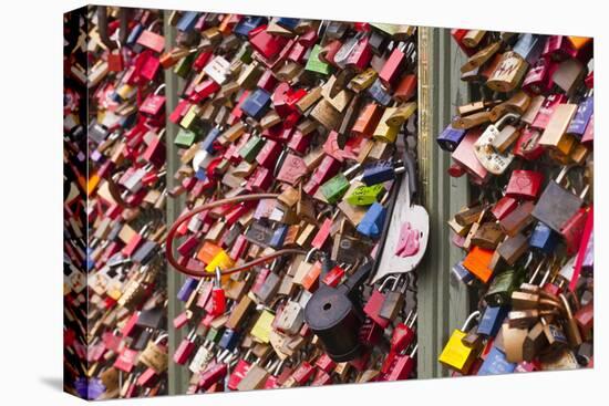 Love Locks on the Railway Bridge in Cologne, North Rhine-Westphalia, Germany, Europe-Julian Elliott-Premier Image Canvas