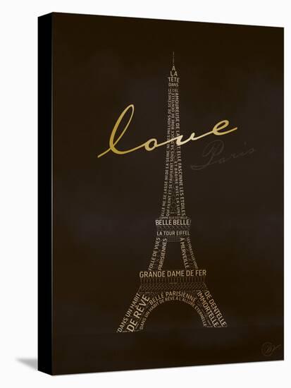 Love Paris - Black and Gold-Dominique Vari-Stretched Canvas