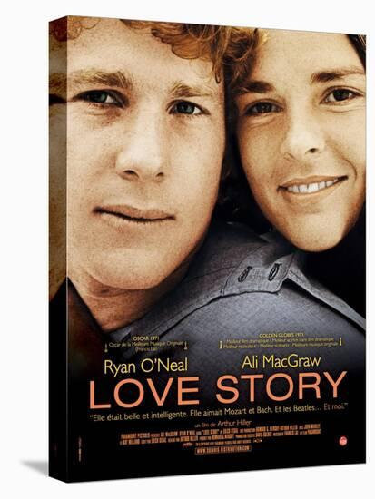 Love Story, Ryan O'Neal, Ali Macgraw, French Poster Art, 1970-null-Stretched Canvas