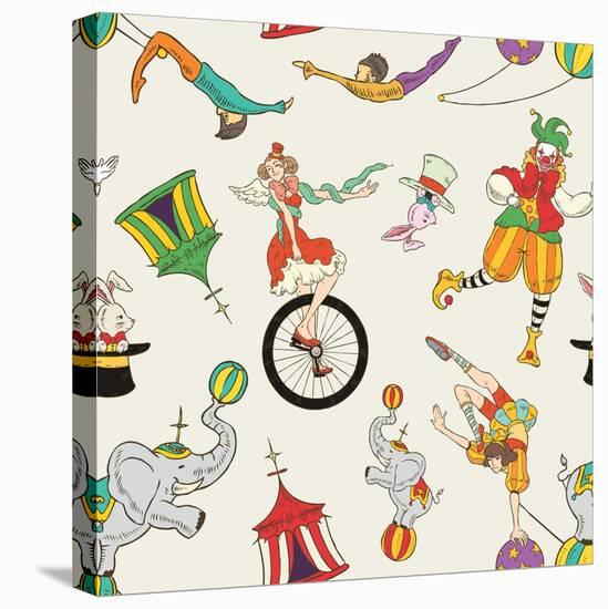 Lovely Circus Collection Seamless Isolated over Grey-Totallypic-Stretched Canvas