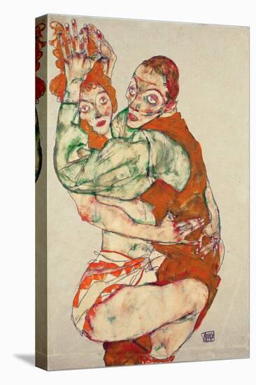 Lovemaking - Schiele, Egon (1890-1918) - 1915 - Black Chalk, Gouache on Paper - 49,6X31,7 - Leopold-Egon Schiele-Premier Image Canvas