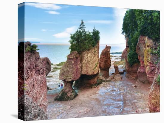 Lovers Arch and Bear Rock Sea Stacks, Hopewell Rocks Bay, Hopewell Cape, New Brunswick, Canada-Miva Stock-Premier Image Canvas