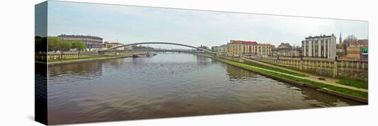 Lovers Bridge over a river, River Vistula, Krakow, Poland-null-Premier Image Canvas