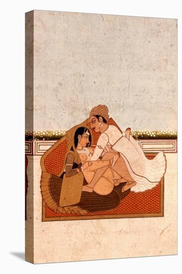 Lovers on a Terrace with White Flowers, Murshidabad, C.1775, (Gouache on Paper)-Indian-Premier Image Canvas