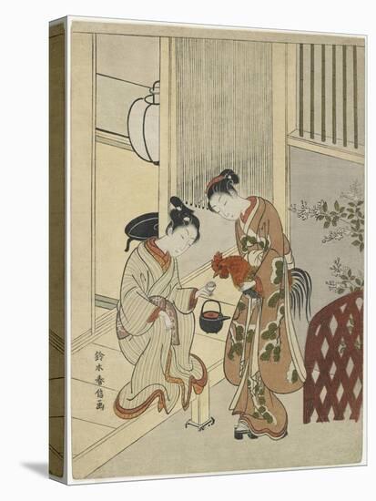 Lovers Plying a Rooster with Sake, C. 1767-Suzuki Harunobu-Premier Image Canvas