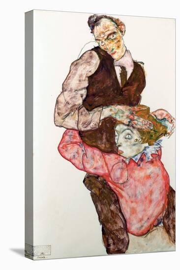 Lovers - Schiele, Egon (1890-1918) - 1914-1915 - Black Chalk, Gouache on Paper - 47,4X30,5 - Leopol-Egon Schiele-Premier Image Canvas