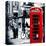 Loving Couple Kissing and Red Telephone Booth - London - UK - England - United Kingdom - Europe-Philippe Hugonnard-Premier Image Canvas