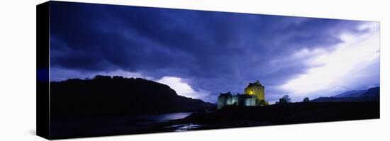 Low Angle View of a Castle Lit Up at Dusk, Eilean Donan Castle, Highlands, Scotland, United Kingdom-null-Premier Image Canvas