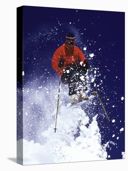 Low Angle View of a Man Skiing-null-Premier Image Canvas