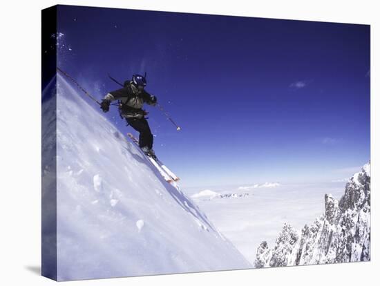 Low Angle View of a Man Skiing-null-Premier Image Canvas