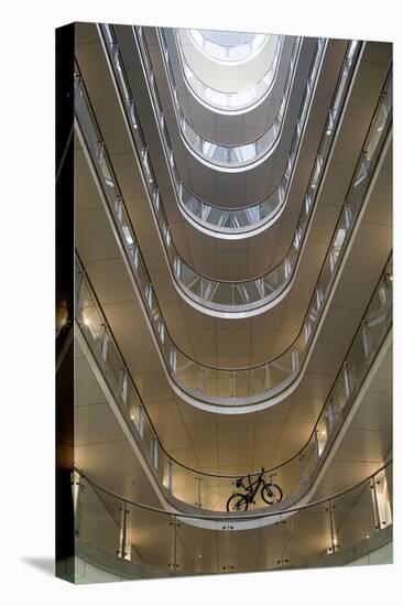 Low Angle View of Atrium with Bicycle, Manchester, England, UK-David Barbour-Stretched Canvas