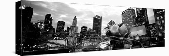 Low Angle View of Buildings Lit Up at Night, Millennium Park, Chicago, Illinois, USA-null-Premier Image Canvas