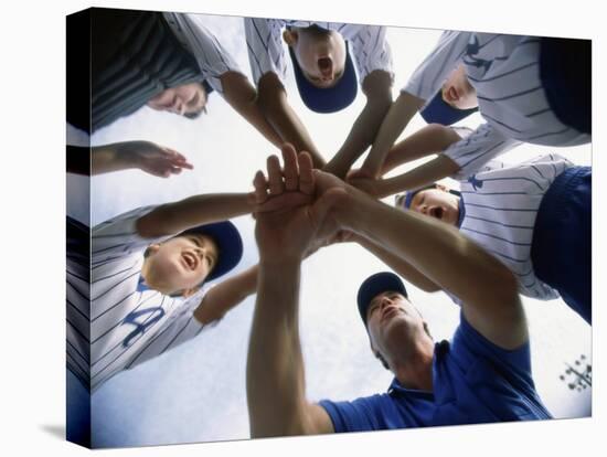Low Angle View of Children of a Baseball Team in a Huddle-null-Premier Image Canvas