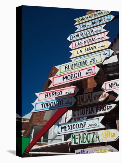 Low Angle View of Distance Signs, Avenida Juan Gorlero, Punta Del Este, Maldonado, Uruguay-null-Premier Image Canvas