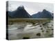 Low-Angle View of Mitre Peak, Stirling Falls, New Zealand-Timothy Mulholland-Premier Image Canvas