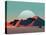 Low-Poly Mountain Landscape at Dusk with Moon-Mark Kirkpatrick-Stretched Canvas