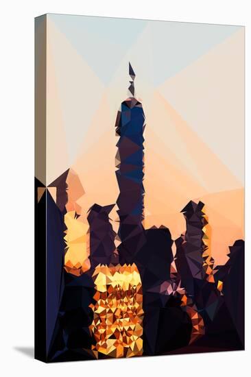 Low Poly New York Art - 1 WTC Sunset II-Philippe Hugonnard-Stretched Canvas
