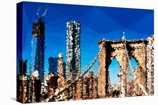 Low Poly New York Art - Brooklyn Bridge and Skyscrapers-Philippe Hugonnard-Stretched Canvas