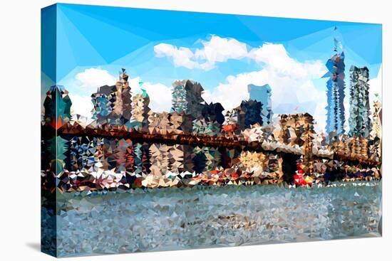 Low Poly New York Art - Brooklyn Bridge View-Philippe Hugonnard-Stretched Canvas