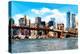 Low Poly New York Art - Brooklyn Bridge View-Philippe Hugonnard-Stretched Canvas