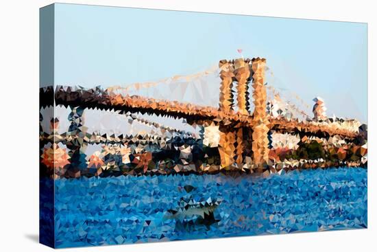 Low Poly New York Art - Brooklyn Bridge-Philippe Hugonnard-Stretched Canvas