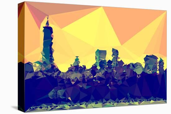 Low Poly New York Art - Manhattan Dark Yellow-Philippe Hugonnard-Stretched Canvas