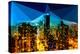 Low Poly New York Art - Manhattan Night Light-Philippe Hugonnard-Stretched Canvas