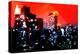 Low Poly New York Art - Manhattan Red Night-Philippe Hugonnard-Stretched Canvas