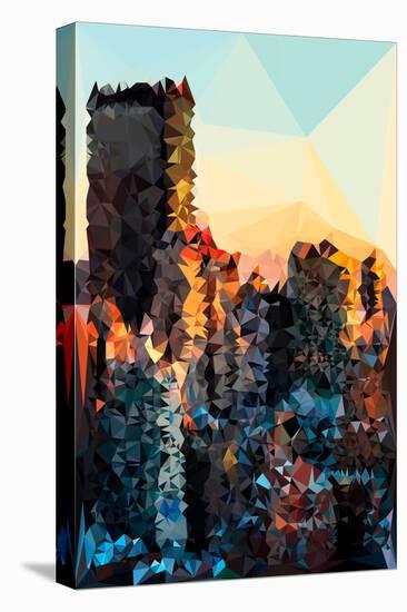 Low Poly New York Art - New York Sunset Pastel II-Philippe Hugonnard-Stretched Canvas
