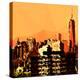 Low Poly New York Art - Orange Skyscrapers-Philippe Hugonnard-Stretched Canvas