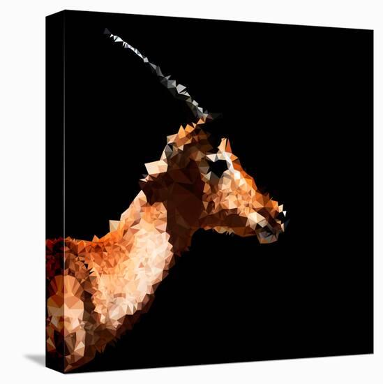 Low Poly Safari Art - Antelope Profile - Black Edition-Philippe Hugonnard-Stretched Canvas