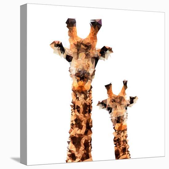 Low Poly Safari Art - Giraffes - White Edition-Philippe Hugonnard-Stretched Canvas