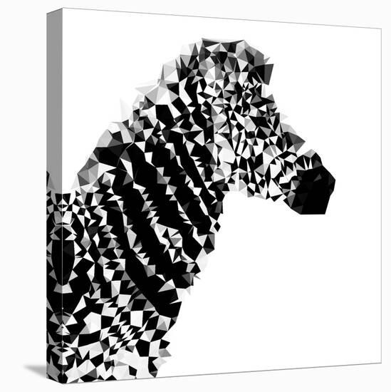 Low Poly Safari Art - Zebra Profile - White edition II-Philippe Hugonnard-Stretched Canvas