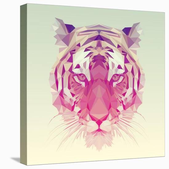 Low Poly Vector Animal Illustration. Polygonal Tiger Graphic Design.-Kundra-Stretched Canvas