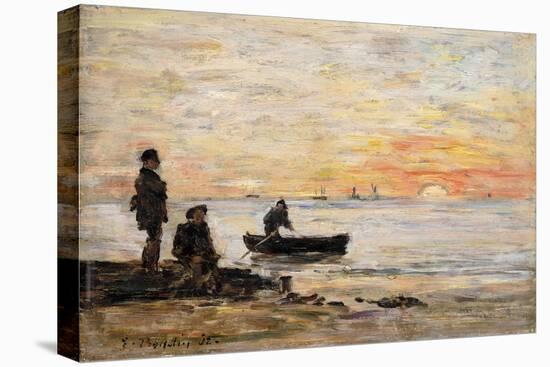 Low Tide - Shore and Fishermen at Sunset; Maree Basse - Rivage Et Pecheurs Au Coucher Du Soleil,…-Eugène Boudin-Premier Image Canvas