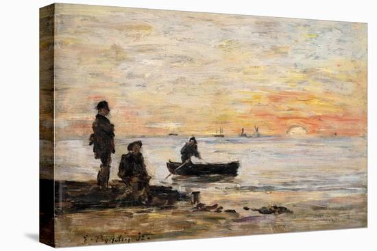 Low Tide - Shore and Fishermen at Sunset-Eugène Boudin-Premier Image Canvas