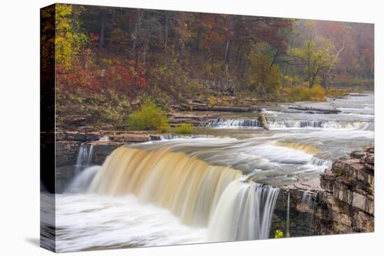 Lower Cataract Falls on Mill Creek in Autumn at Lieber Sra, Indiana-Chuck Haney-Premier Image Canvas