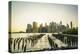 Lower Manhattan skyline across the East River at sunset, New York City, New York, United States of -Fraser Hall-Premier Image Canvas